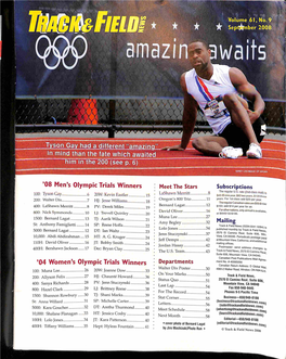 Track & Field News September 2008 Table Of