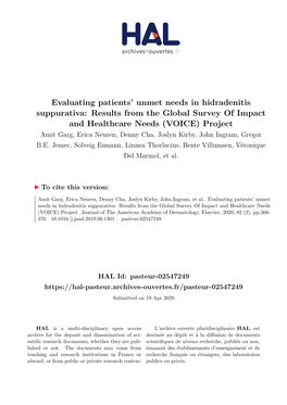 Evaluating Patients' Unmet Needs in Hidradenitis Suppurativa