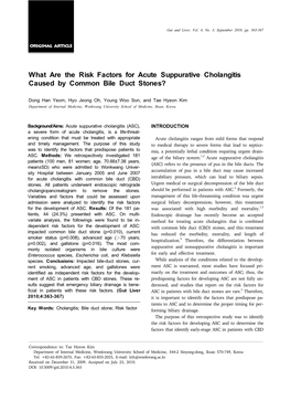 What Are the Risk Factors for Acute Suppurative Cholangitis Caused by Common Bile Duct Stones?