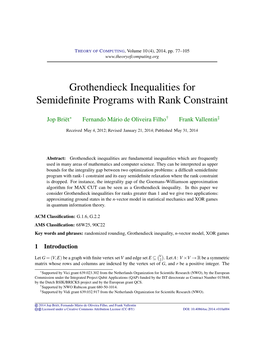 Grothendieck Inequalities for Semidefinite Programs with Rank Constraint