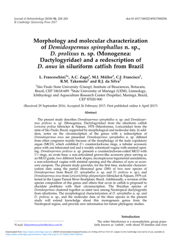 (Monogenea: Dactylogyridae) and a Redescription of D