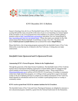 ICNY December 2011 Ebulletin