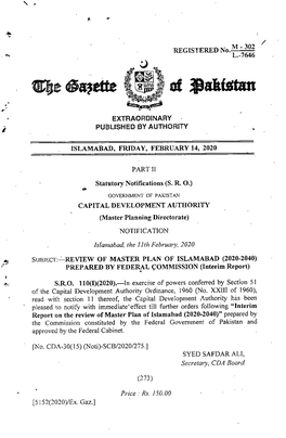 Interim Report on the Review of Master Plan of Islamabad (2020-2040)