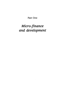 Micro-Finance and Development