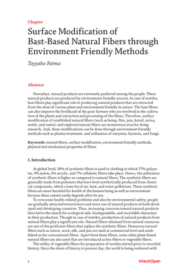 Surface Modification of Bast-Based Natural Fibers Through Environment Friendly Methods Tayyaba Fatma