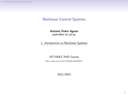 Nonlinear Control Systems