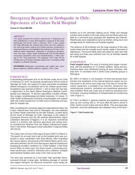 Experience of a Cuban Field Hospital