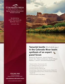 Tamarisk Beetle (Diorhabda Spp.) in the Colorado River Basin: Synthesis of an Expert Panel Forum Benjamin R