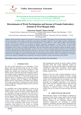 978 Determinants of Work Participation and Income of Female