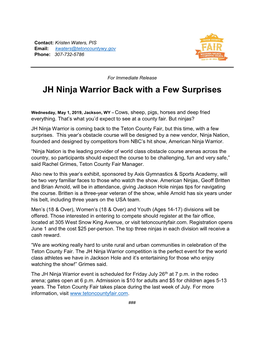 JH Ninja Warrior Back with a Few Surprises