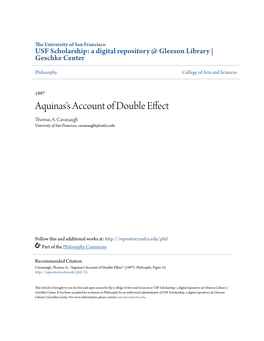 Aquinas's Account of Double Effect Thomas A