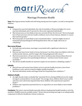 Marriage Promotes Health