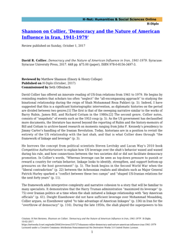 Democracy and the Nature of American Influence in Iran, 1941-1979'