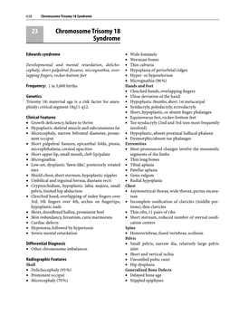23 Chromosome Trisomy 18 Syndrome