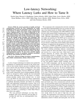 Low-Latency Networking: Where Latency Lurks and How to Tame It Xiaolin Jiang, Hossein S