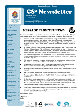 CS2 Newsletter Volume 6, Issue 8 April 2010