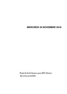 Mercredi 30 Novembre 2016