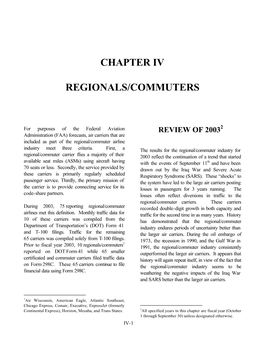 Chapter Iv Regionals/Commuters