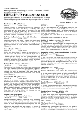 Local History Publications 2010-11