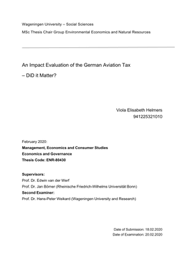 An Impact Evaluation of the German Aviation Tax