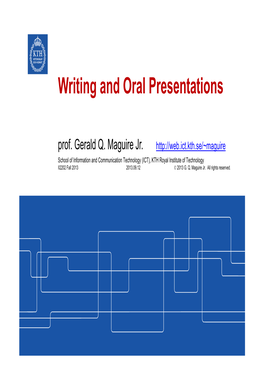 Writing and Oral Presentations