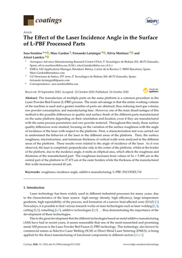 The Effect of the Laser Incidence Angle in the Surface of L-PBF