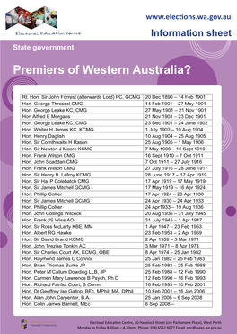 Premiers of Western Australia?