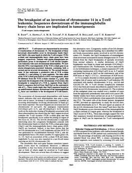 The Breakpoint of an Inversion of Chromosome 14 in a T-Cell