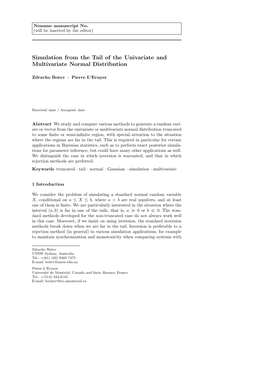 Simulation from the Tail of the Univariate and Multivariate Normal Distribution