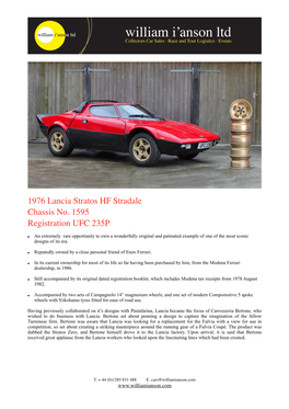 1976 Lancia Stratos HF Stradale Chassis No