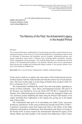 The Achaemenid Legacy in the Arsakid Period