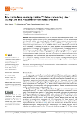 Interest in Immunosuppression Withdrawal Among Liver Transplant and Autoimmune Hepatitis Patients