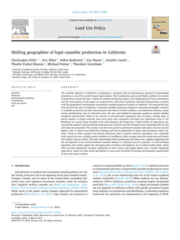 Shifting Geographies of Legal Cannabis Production in California