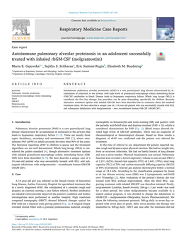 Autoimmune Pulmonary Alveolar Proteinosis in an Adolescent Successfully Treated with Inhaled Rhgm-CSF