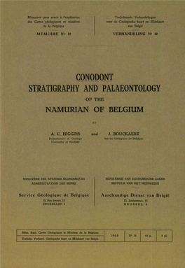 Conodont Stratigraphy and Palaeontology of the Namurian of Belgium