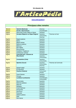 Principaux Sites Romains