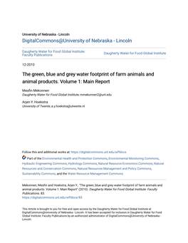 The Green, Blue and Grey Water Footprint of Farm Animals and Animal Products