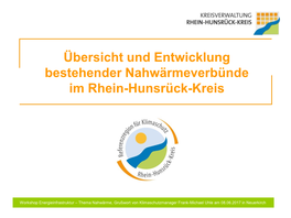 Der Rhein-Hunsrück-Kreis Als Referenzregion Für Klimaschutz Und Innovative Energiekonzepte