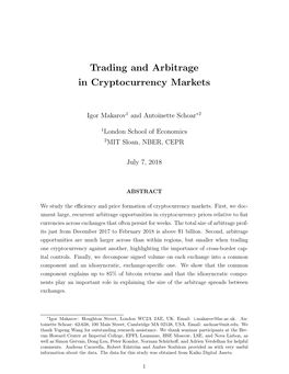 Trading and Arbitrage in Cryptocurrency Markets