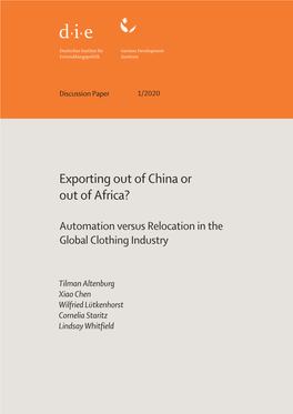 Exporting out of China Or out of Africa? Automation Versus Relocation in the Global Clothing Industry