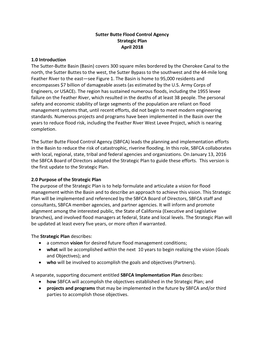 Sutter Butte Flood Control Agency Strategic Plan April 2018 1.0