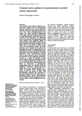 Cranial Nerve Palsies in Spontaneous Carotid Artery Dissection