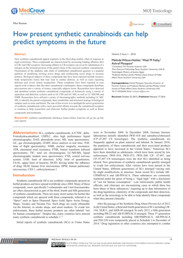 How Present Synthetic Cannabinoids Can Help Predict Symptoms in the Future