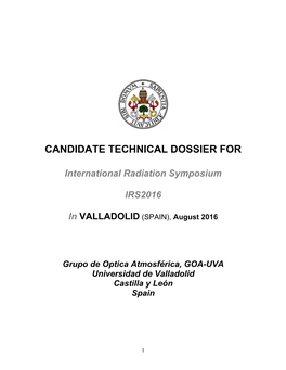 IRS 2016 Proposal Valladolid, Spain