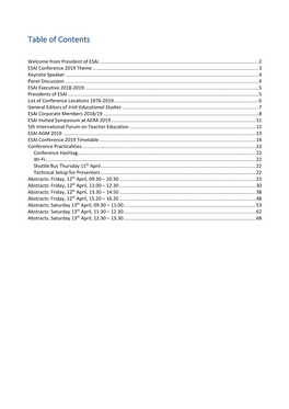 Table of Contents