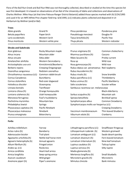Bull Run Creek and Bull Run RNA Was Not Thoroughly Collected, Described Or Studied at the Time This Species List Was First Developed