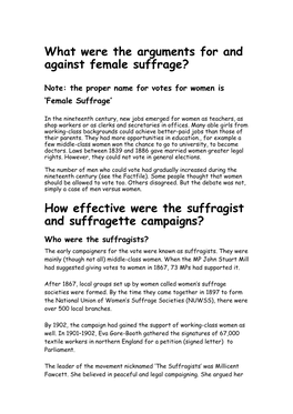 How Effective Were the Suffragist and Suffragette Campaigns?