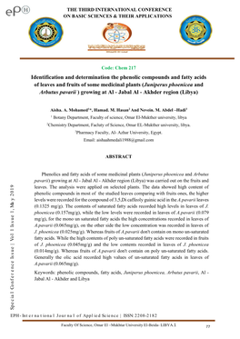 Identification and Determination the Phenolic Compounds