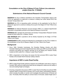 Consultation on the City of Ottawa O-Train Trillium Line Extension Project (Case No