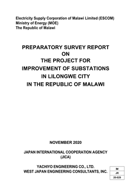 Preparatory Survey Report on the Project for Improvement of Substations in Lilongwe City in the Republic of Malawi